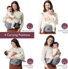 Momcozy CPC-Certified Baby Hip Carrier - Adjustable Waistband with Original 3D Belly Protector & Ergonomic EVA Massage Board, Various Pockets for Newborns to Toddlers up to 45lbs (Grey, Large)