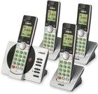 VTech DECT 6.0 Four Handset Cordless Phones with ITAD, CID, Green Backlit Keypads and Screens, Full Duplex Handset Speakerphones, Call Block Silver/Black, CS6929-4