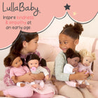 LullaBaby – 14-Inch Realistic Baby Doll Diaper & Care Accessories Bundle Brown Eyes & Soft Body - Pretend Play 2+ Years - Baby Doll & Jogging Stroller Set
