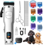 Dog Clippers for Grooming for Thick Heavy Coats, Professional Pet Grooming Clippers Supplies Kit Low Noise Rechargeable Stainless Steel Hair Trimmer with Ceramic Blade for Dogs Cats Animals