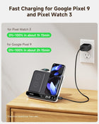 Dual Wireless Charger for Google Pixel 10/10 Pro/10 Pro XL/10 Pro Fold/9a/9 Pro/9/8/7 (Not for 9 Pro Fold), for Pixel Watch 3/2/Fitbit Versa 4/3/Sense 2/1 (Not for Pixel Watch 4/1), SwanScout 710G2