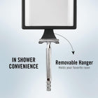 ConairMan Lighted Mirror, Fogless Mirror for Shower with 2X Magnification, Shower Mirror Fogless for Shaving, Battery Operated in Glossy Black, 7.3 L x 5 W