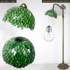 Tiffany Style Reading Floor Lamp Lighting W12H64 Inch 1E26 Green Wisteria Stained Glass Lampshade Antique Adjustable Arched Resin Base Foot Switch Easy Assemble S523 WERFACTORY Lamps Home Decoration