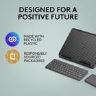 Logitech Casa Pop Up Desk Kit with Laptop Stand, Wireless Keyboard & Touchpad, Bluetooth, USB C Charging, for Laptop/MacBook (10” to 17”) - Windows, macOS, ChromeOS - Classic Chic, Green/Black