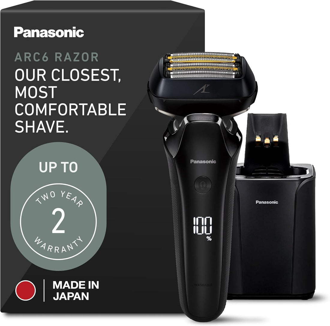 Panasonic ESLS9A Luxury 6-Blade Waterproof Electric Shaver for Men with Charging Station, Black