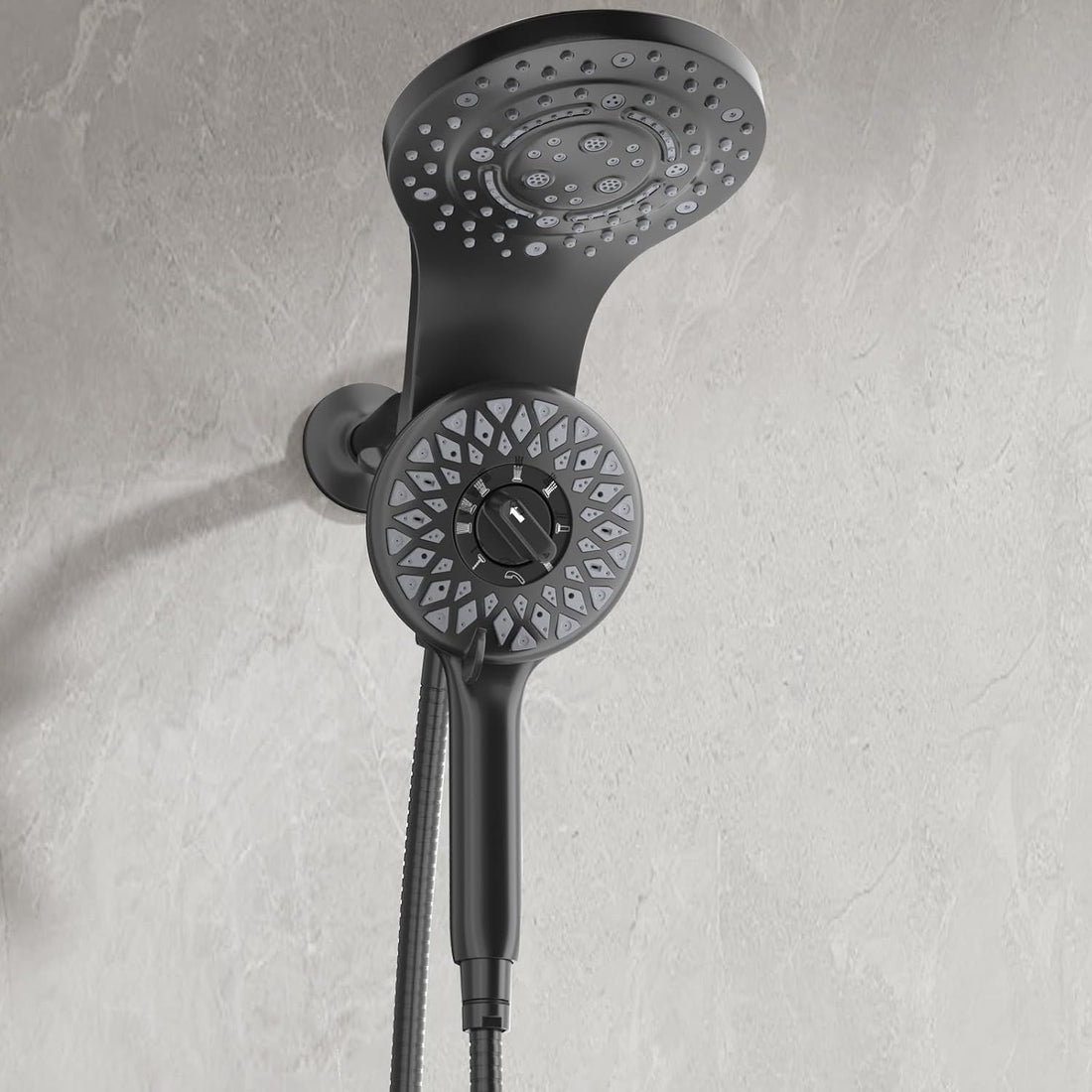 High Pressure Rain Shower Head with Handheld Spray, Magnetic Dual Shower Head with Handheld Combo, Magnetix Waterfall Showerhead with 8 Spray Modes and 71\ Hose (Matte Black)