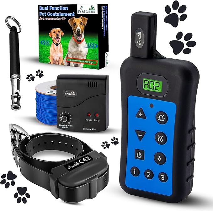 My Pet Command Wireless Underground Dog Fence System, Dual Function With Remote Dog Training Collar System Safe Pet Containment Waterproof Shock Collar Extra Thick Durable Polyolefin 13 AWG Wire Fence
