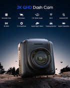 Dash Cam WiFi 2K, Car Camera with APP, External GPS, 1.5\'\' IPS Screen, Front Dash Camera for Cars, Mini Dashcams, WDR Night Vision, 24H Parking Monitor, Loop Recording, G-Sensor