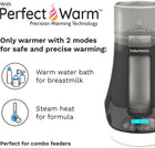 Baby Brezza Electric Baby Bottle Warmer, Breast Milk + Baby Food Warmer and Defroster - Universal Fits All Feeding Bottles:Glass, Plastic, Small, Large + Digital Display,Black and White