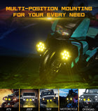 Kewig - 90W Motorcycle Additional LED Light Amber/Yellow White Auxiliary Headlights Two Tone Fog Lights with Wiring Harness Off Road Work Light Compatible with