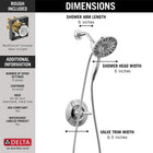 Delta Faucet Arvo 14 Series Single-Handle Shower Faucet, Shower Trim Kit with 4-Spray In2ition 2-in-1 Dual Hand Held Shower Head with Hose, Chrome 142840-I (Valve Included)