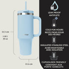 Contigo Streeterville Tumbler Giftset, 40 oz (1.18 L), Insulated Stainless Steel Water Bottle with Straw, Lid and Handle, Glacier & Indigo, 2 Pack