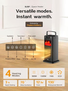 2026 New Version Space Heater, ETL & UL Certified Portable Space Heaters with Flame Effect 1500W Oscillating Electric PTC Ceramic Room Heater for Indoor Use,Bedroom,Office,Desk,Garage
