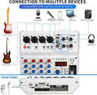6 Channel Audio Mixer,Kmise Audio Mixer with 99 Sound Effects for PC Portable Sound Mixing Console with Bluetooth USB Recording Input for Live Streaming Podcasting DJ Show