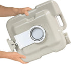 Camco 5.3-Gallon Portable Travel Toilet - Features Detachable Holding Tank w/Sealing Slide Valve & Bellow-Type Flush - Easy Transport w/Compact Lightweight Design & Carry Handle - Gray (41541)