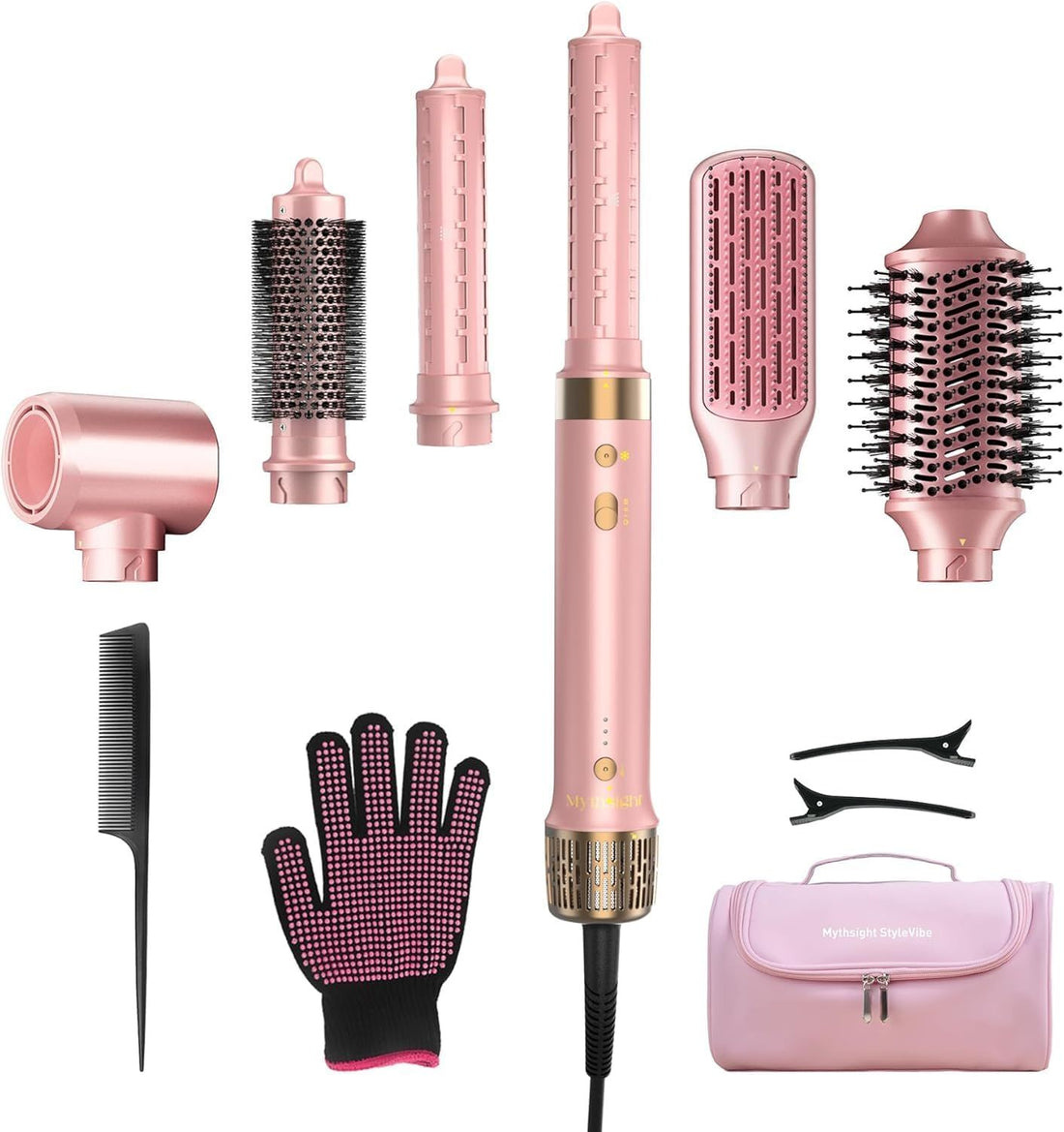 StyleVibe 6-in-1 Air Styler, Hair Dryer & Blow Dryer Brush with Auto Wrap Curl L/R, Fast Drying, Smooth Blowouts, Root-Lift Volume, No Heat Damage Frizz-Free Thermal Brush with Travel Bag