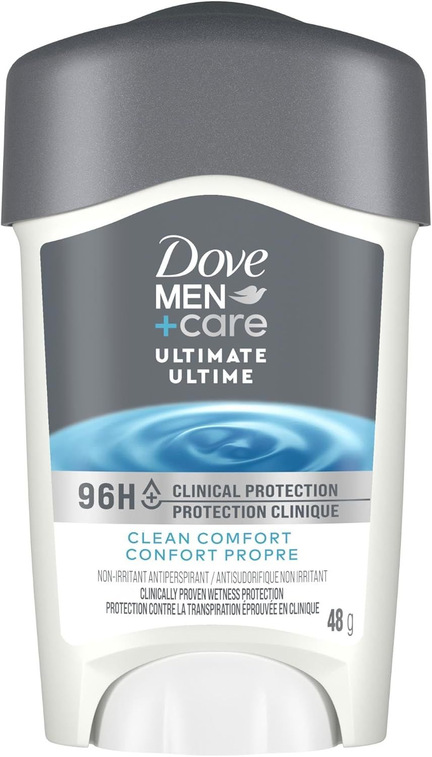 Dove Men+Care 96h Clinical Protection Antiperspirant Deodorant Stick with 1/4 Moisturizers and Vitamin E Clean Comfort Scent 48 g