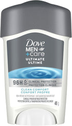 Dove Men+Care 96h Clinical Protection Antiperspirant Deodorant Stick with 1/4 Moisturizers and Vitamin E Clean Comfort Scent 48 g
