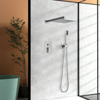 Shower Faucet Set Rain Shower System with Handheld Spray Bathroom Shower Faucet Set Complete, 8 Inches Rainfall Shower Head with Handheld and Brass Valve, Brushed Nickel Wall Mount Shower Set