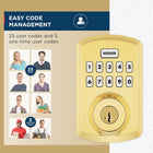 Weiser Powerbolt 3 Polished Brass Keyless Entry Door Lock/Deadbolt Lock, 10-Button Keypad Door Lock with Auto Lock and 12-Month Battery Life, Electronic Door Locks for Front Door, Home Décor