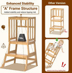 COSYLAND Baby and Toddler Step Stool Kitchen Nursery Helper Stand with Safety Rail in Natural Bamboo, Strong and Lightweight Toddler Kitchen Stool Helper - Natural