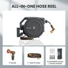Giraffe Tools AW30 Garden Hose Reel, Any-Length Lock, 1/2 in x 100 FT | Retractable Garden Hose Reel With Any-Length Lock, 1/2 in x 100 FT, Auto Rewind, 180° Swivel and 9-Pattern Nozzle