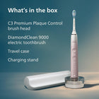 Philips Sonicare DiamondClean 9000 Electric Toothbrush, 1 Brush Head, Pink | 1000% More Plaque Removal¹, Pressure Sensor, 12 Brush Settings, App Connected, 14-Day Battery, Travel Case, HX9911/90
