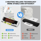 13 Inch Wide Laminator Machine for 3 to 10 Mil Pouches, 800W 4-Roller Commercial and Home Laminating Machine with 30 Pcs 3Mil and 20 Pcs 10Mil Laminating Sheets, Thermal and Cold A3 Laminator