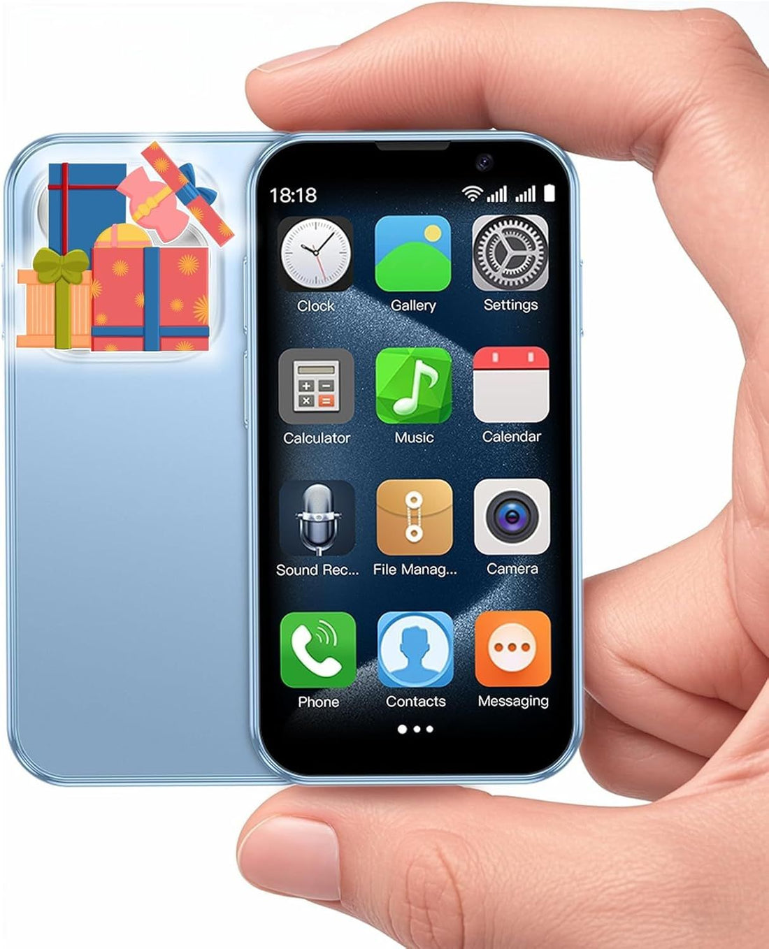 Mini Phone XS18Pro 3.0 Inch HD 2GB+16GB 3.0 Inch HD Quad Core Dual Sim Card Child Mobile Phone Android Kids Super Small 3G Mobile Mini Smartphone Student Pocket Cellphone(Azure Blue)