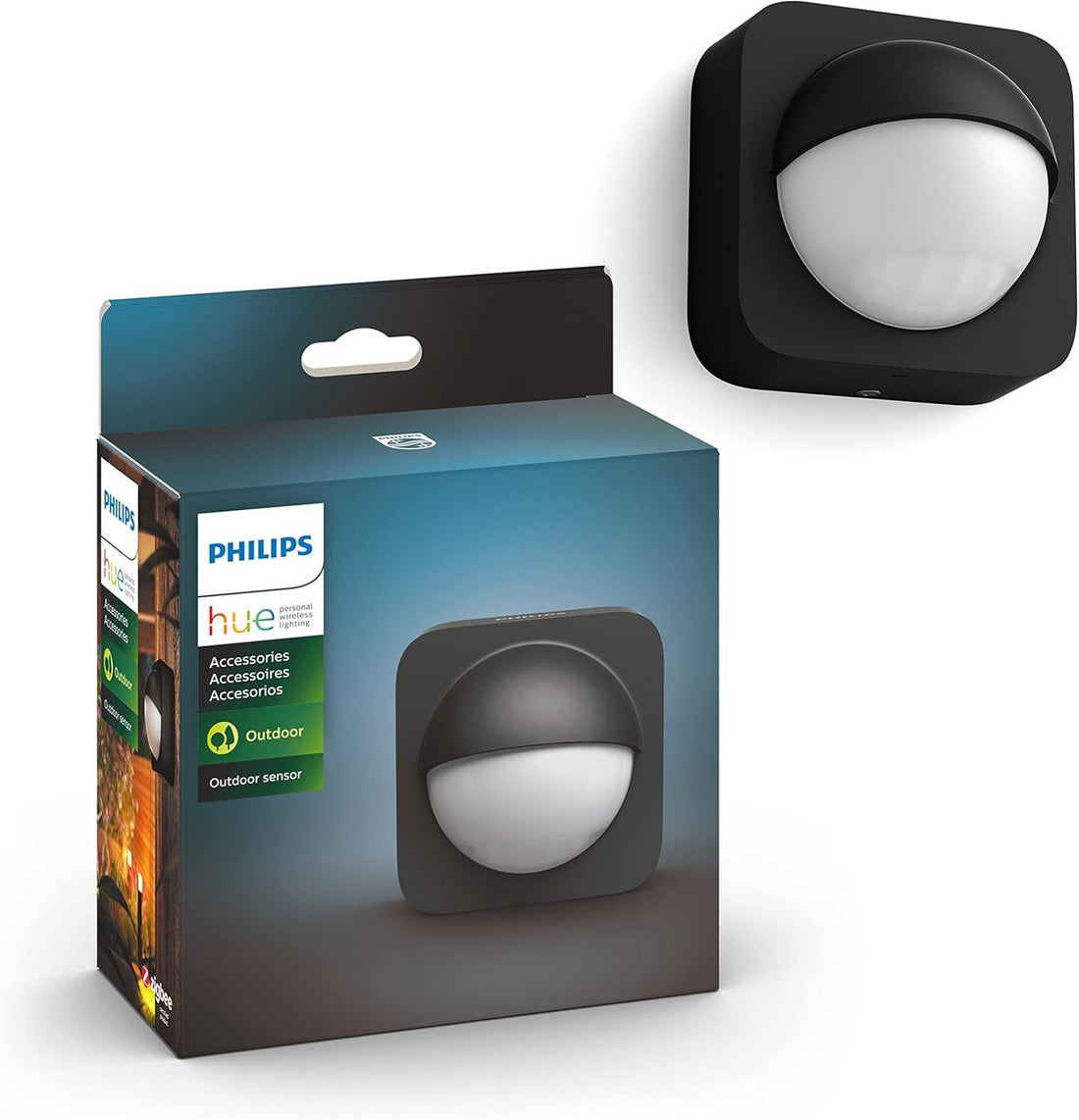 Philips Hue Outdoor Motion Sensor for Smart Lights (Requires Hue Hub) Installation-Free, Home, Lighting, Exclusively for Philips Smart Bulbs, Black (570985)