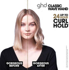ghd Classic Wave Hair Curling Wand ― 1\ - 1.5\ Oval Ceramic-Coated Barrel with Safer-for-Hair Styling Tool Temperature, Achieve Beach Body Hollywood Waves to Undone Texture with All Day Hold ― Black