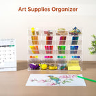 BEYGORM Acrylic Vertical Marker Organizer for 200 Markers with 17 Compartments, Clear Angled Pen & Pencil Holder, Large Desk Stationery & Art Supply Storage for Office & School (13 x 10.2 x 4 Inch)