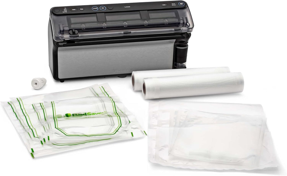 FoodSaver Elite All-in-One Liquid+ Vacuum Sealer with Bags, Rolls and Accessories | Stainless Steel