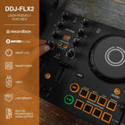 AlphaTheta DDJ-FLX2 Compact 2-Channel DJ Controller, Smart Fader, USB-C | Easy first mixes, Smart Fader, streaming via rekordbox and djay, phone/tablet/laptop setup, USB-C portable