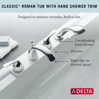 Delta faucet T4705 Classic Roman Tub with Hand Shower Trim, Chrome (Rough-In Sold Separately)