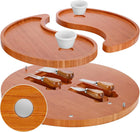 US Patented Double-Layer Charcuterie Board| Large Cheese Board Platter Set w 4 Knives and 2 Bowls | Premium Bamboo Serving Tray | Hoursewarming Christmas (Mocha Brown)