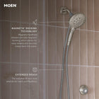 Moen 26112 Magnetix Handheld Shower Head Featuring Magnetic Holder Technology, 6 High Pressure Functions and 60 Inch Long Metal Hose