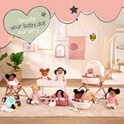 LullaBaby – 14-Inch Realistic Baby Doll Diaper & Care Accessories Bundle Brown Eyes & Soft Body - Pretend Play 2+ Years - Baby Doll & Jogging Stroller Set