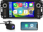 Car Stereo for Jeep Wrangler JK Compass Patriot/Chrysler/Dodge RAM Charger, 7 inch Touch Screen [2GB+32GB] Android 13 Radio with Wireless CarPlay Andriod Auto with Reverse Camera