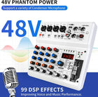 6 Channel Audio Mixer,Kmise Audio Mixer with 99 Sound Effects for PC Portable Sound Mixing Console with Bluetooth USB Recording Input for Live Streaming Podcasting DJ Show