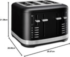 KitchenAid 4 Slice Toaster, KMT4109, Black Matte | Wide-range of toasting shades, Extra Wide Slots, high lift lever, Toasts bagels, english muffin, thick breads, Crumb Tray