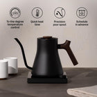 Fellow Stagg EKG Pro Studio Electric Gooseneck Kettle - Pour-Over Coffee and Tea Pot, Stainless Steel, Quick Heating, Matte Black with Walnut Wood Handle, 0.9 Liter | Precise Temp Control for Pour-Over Coffee & Tea, Stainless Steel, Brew Timer, Scheduling