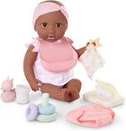 LullaBaby – 14-Inch Realistic Baby Doll Diaper & Care Accessories Bundle Brown Eyes & Soft Body - Pretend Play 2+ Years - Baby Doll & Jogging Stroller Set