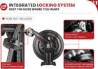 WOJET Pressure Washer Hose Reel 50 ft x 3/8 in, Retractable Hose Reel for Water/Air/Oil, Heavy Duty Hose Reel in Steel, Power Washer Reel with Dual Arm, Auto Rewind, Max 4000PSI (Without Hose)