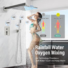 Shower Faucet Set Rain Shower System with Handheld Spray Bathroom Shower Faucet Set Complete, 8 Inches Rainfall Shower Head with Handheld and Brass Valve, Brushed Nickel Wall Mount Shower Set