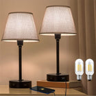 3 Way Dimmable Touch Lamp, Table Lamps Include 2 Edison LED Bulb, USB Nightstand Lamp Built in 2 USB Ports & One AC Outlet, Bedside Table Lamps Perfect for Bedroom or Living Room