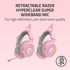 Razer Kraken Kitty V3 Pro Wireless RGB Gaming Headset: Chroma RGB Kitty Ears - 2.4 GHz, Bluetooth 5.3, USB A - Super Wideband Mic - 40mm Drivers - THX Spatial Audio - Comfortable Ear Cushions - Pink