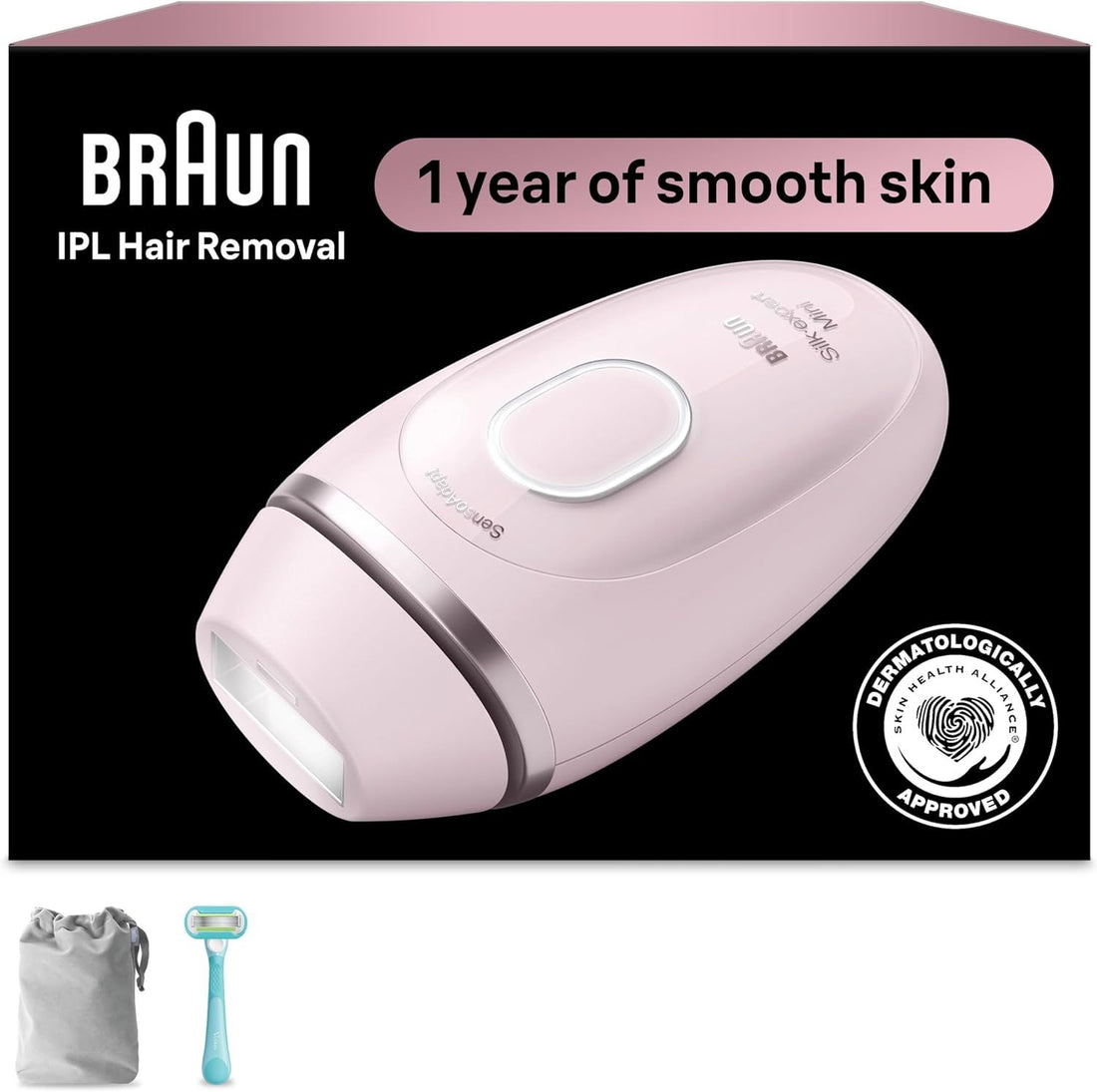 Braun Laser Hair Removal, IPL for Women & Men, Braun Silk-Expert Mini At-Home Laser with Venus Razor, PL1111