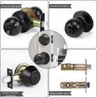 Front Door Lock Set Exterior Door Lock Set with Deadbolt, Single Cylinder Deadbolt Lock and Door Knob Set, Keyed Alike,Matte Black Door Knob and Deadbolt Set(1Pack Set)