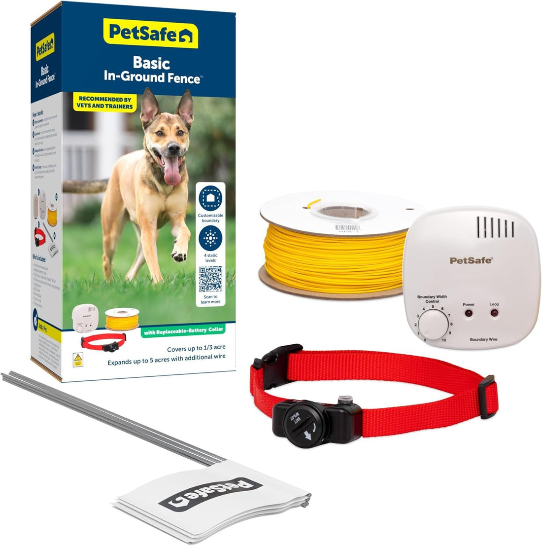 PetSafe Basic In-Ground Pet Fence from The Parent Company of Invisible Fence Brand - Underground Electric Pet Fence System with Waterproof and Battery-Operated Training Collar